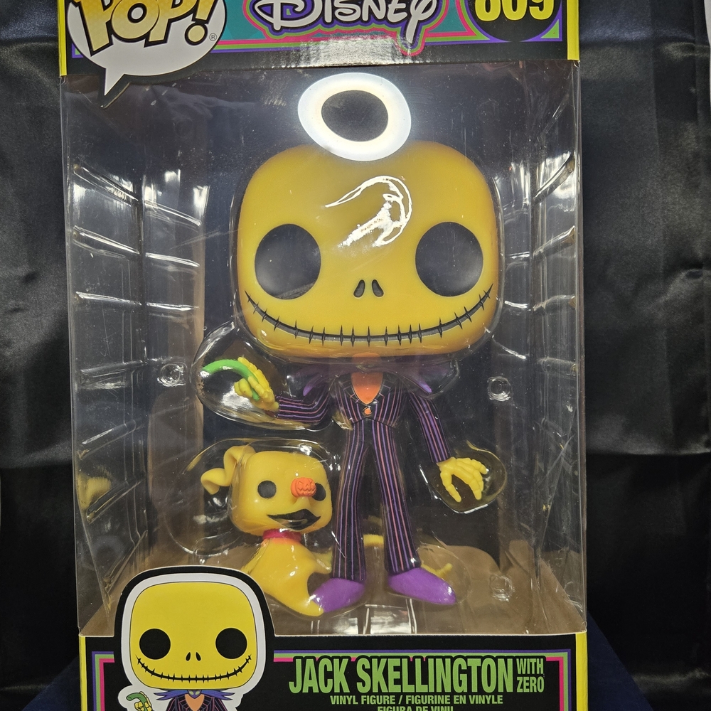 Nightmare Before Christmas Black Light Jack Skellington withZero Jumbo Funko POP